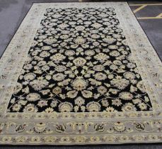 A machine-woven Chinese Tai Ping semi-worsted wool carpet, of good size, the central black ground