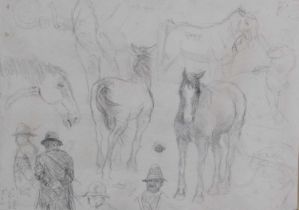 § Alfred Munnings (1878-1959) - Character sketches of horses and trainers, pencil on paper, 29 x