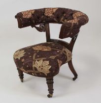 A William IV rosewood cockfighting chair, having a buttonback re-upholstered top rail and