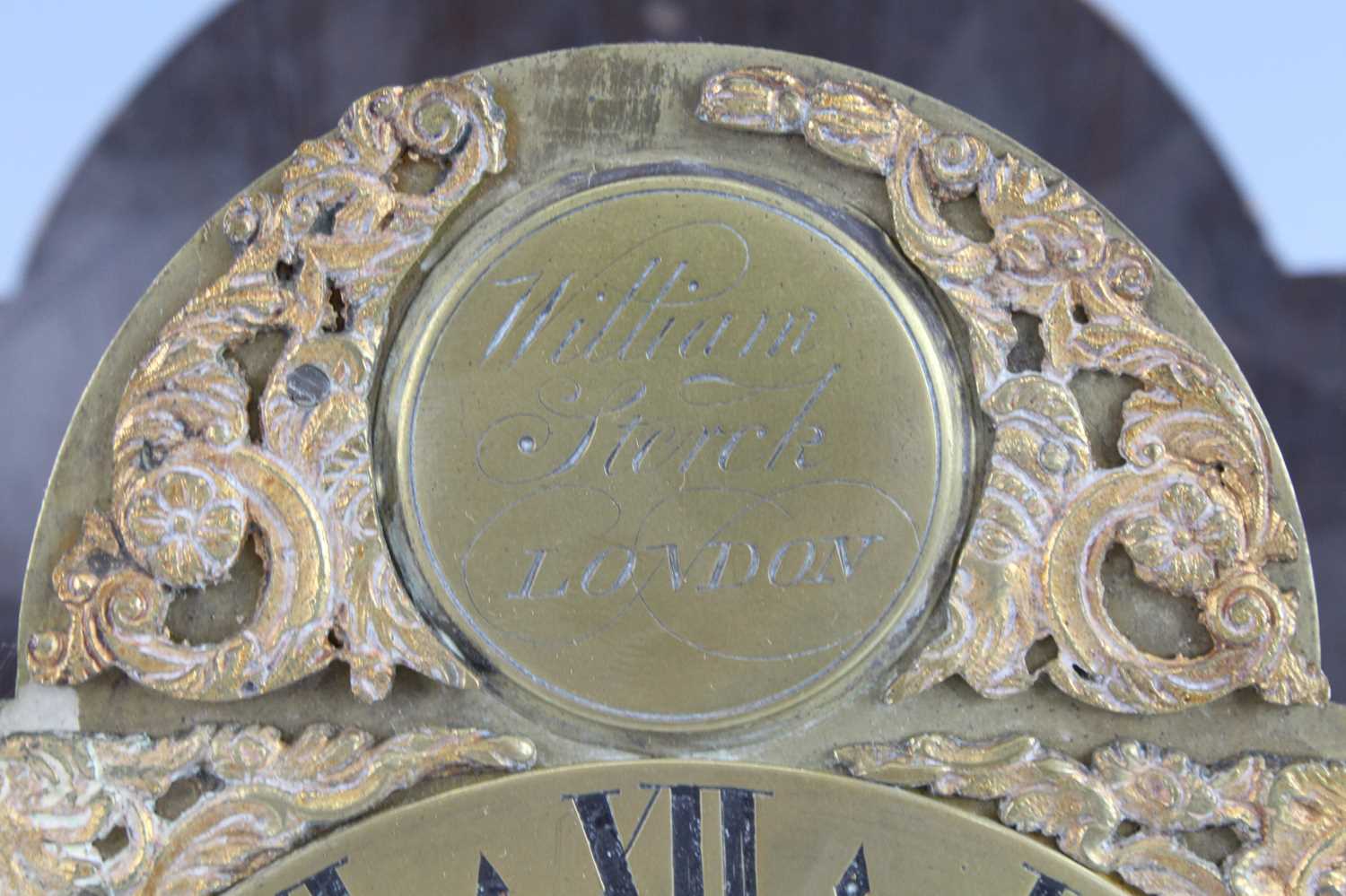 William Sterck of London - an 18th century oak cased hooded wall clock, having a 4¼" arched brass - Image 5 of 9