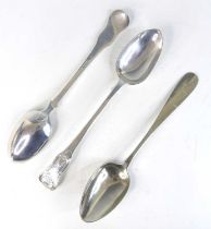 A pair of Victorian silver serving spoons, in the Kings pattern with monogrammed terminals, maker