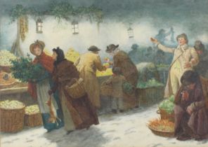 John Charles Dollman (1851-1934) - Christmas marketing, watercolour, signed and dated '93 lower