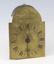 Nathaniel Hedge of Colchester - a mid 18th century 30-hour wall clock dial and movement, the 6¾"