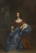 Circle of Sir Peter Lely (1618-1680) - portrait of Hon. Lady Brydges, seated full length in a blue