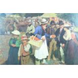 I Reight A vibrant, impressionistic, Victorian summer fair scene with a young boy and girl gazing