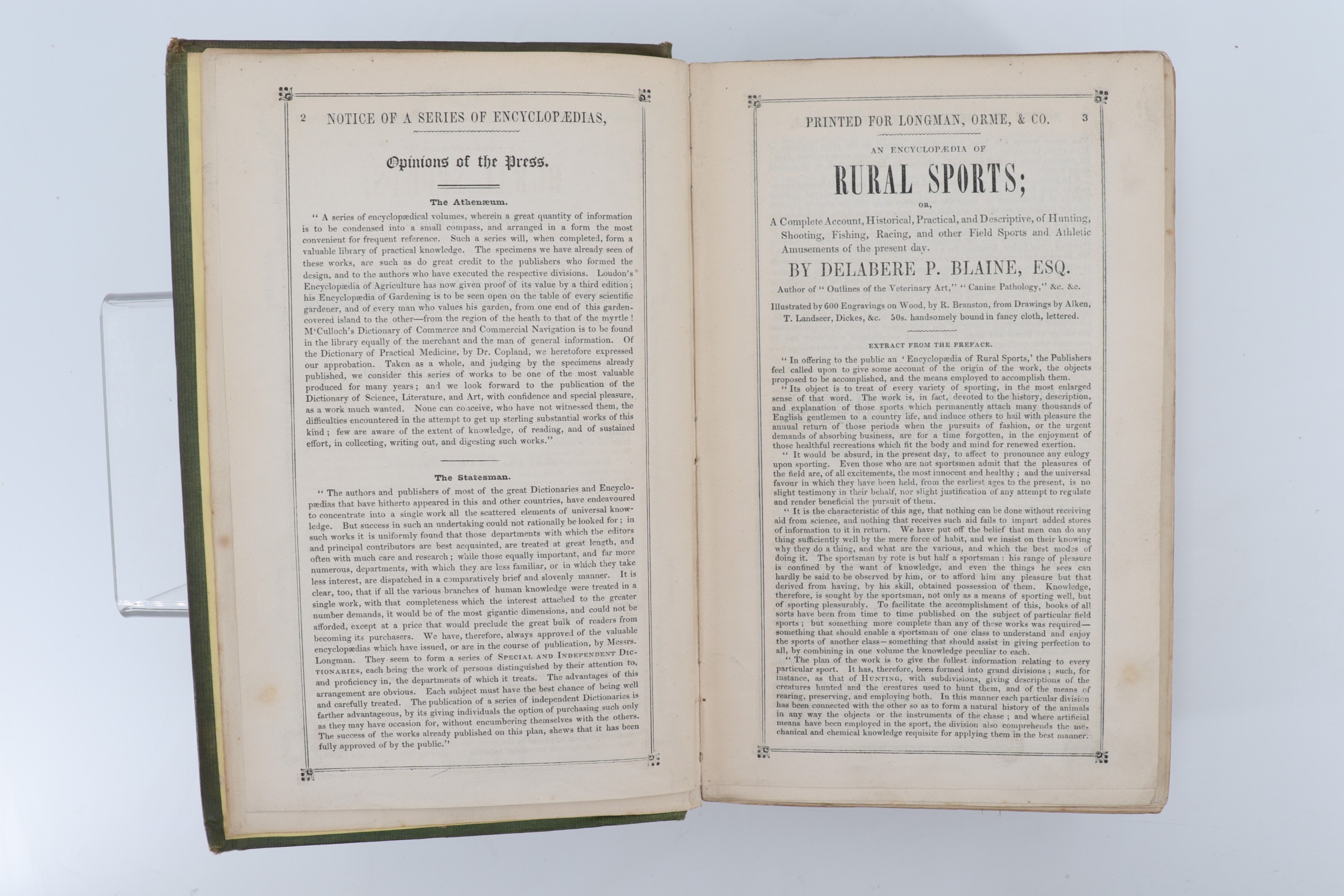 Delabere Blaine, "An Encyclopaedia of Rural Sports; or, a Complete Account, Historical, Practical, - Image 3 of 4