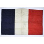 A vintage French national tricolour flag, of multi-piece cotton construction, 140 cm x 88 cm