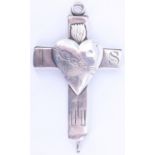 An 18th century French silver pectoral reliquary cross, faced with a Sacred Heart device and