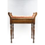 An Edwardian walnut music stool, 57 x 34 x 61 cm