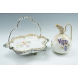 Two items of late 19th Century Doulton Burslem ceramics, comprising a swing handled cake basket,