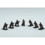 A small group of diecast lead toy French or Belgian soldiers, circa 1930s, 48 mm