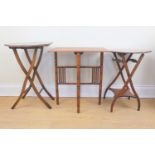 Three George V walnut folding occasional tables, tallest 64 cm