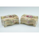 A pair of 1950s Royal Winton candy / trinket boxes, of serpentine form, each having transfer printed
