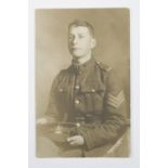 [ Victoria Cross ] A portrait postcard of Corporal Frank Lester. [Awarded the Victoria Cross for