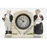 A late 19th / early 20th Century Dickens' Pickwick Papers novelty porcelain timepiece, 16 cm x 12