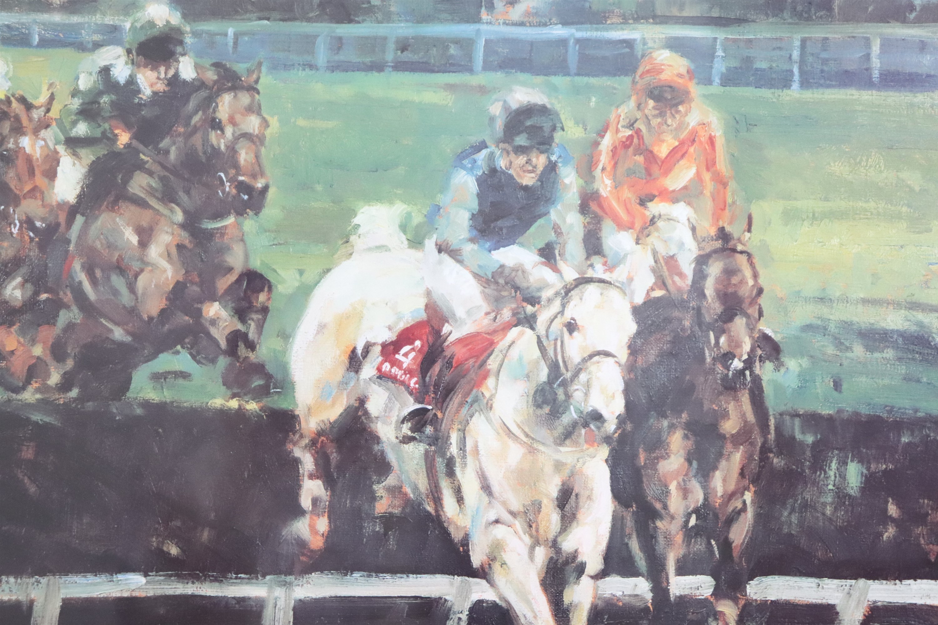 [ Horse Racing ] After Claire Eva Burton (British, b. 1955) "Desert Orchid, Simon Sherwood,