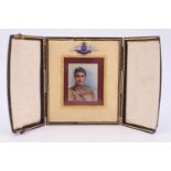 A watercolour portrait miniature of Albert Ball, VC, DSO and two bars, MC (1896 - 1917), in