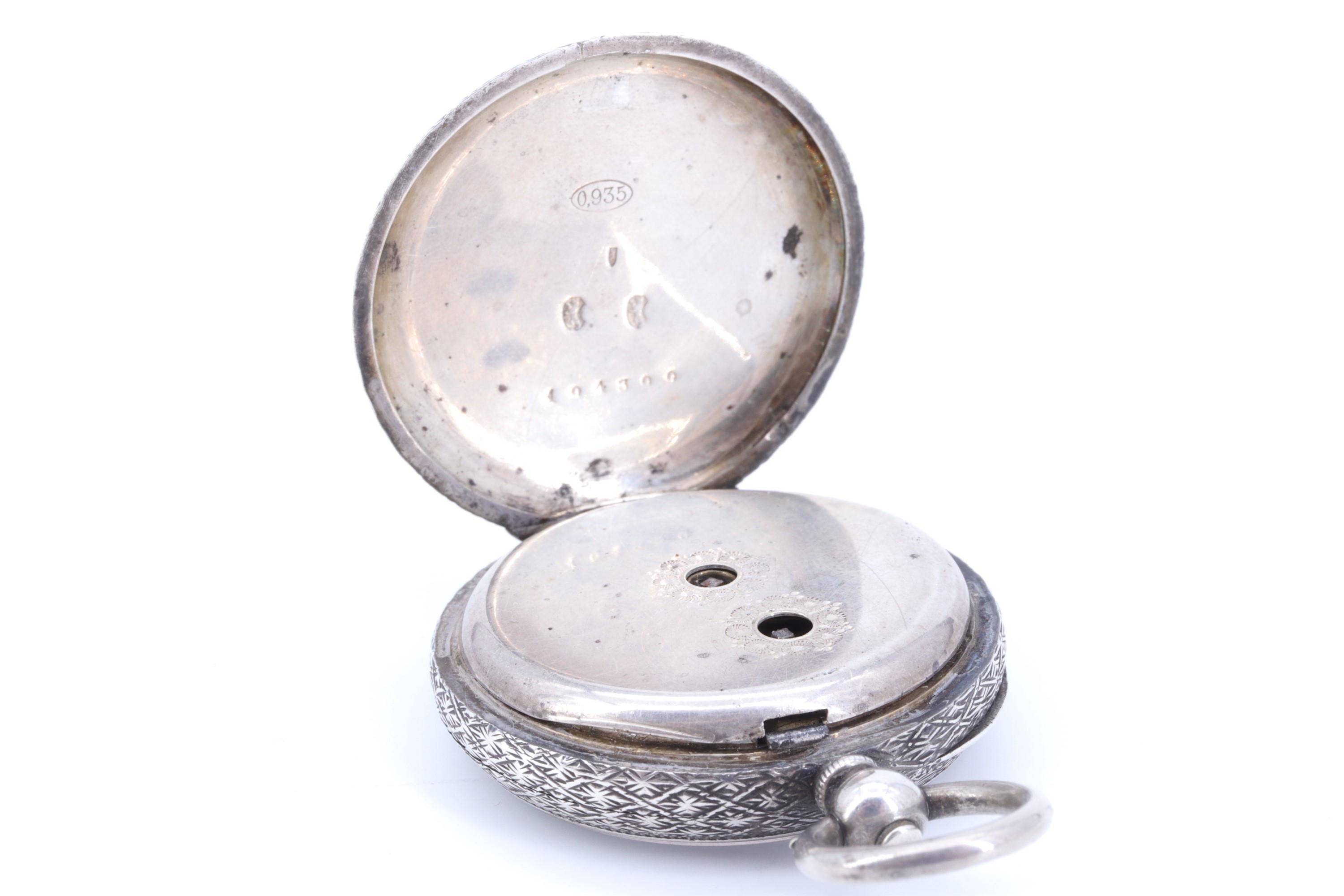 A 19th Century lady's silver fob watch, having a key wind and set movement and white enamelled dial, - Image 2 of 2