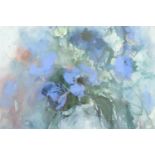 Patricia Sadler (Contemporary, Scottish) "Blue Anemones", acrylic, water colour mixed media,