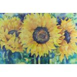 Tessa Kennedy (20th Century) Abstract watercolour depicting sunflowers, pencil signed to the