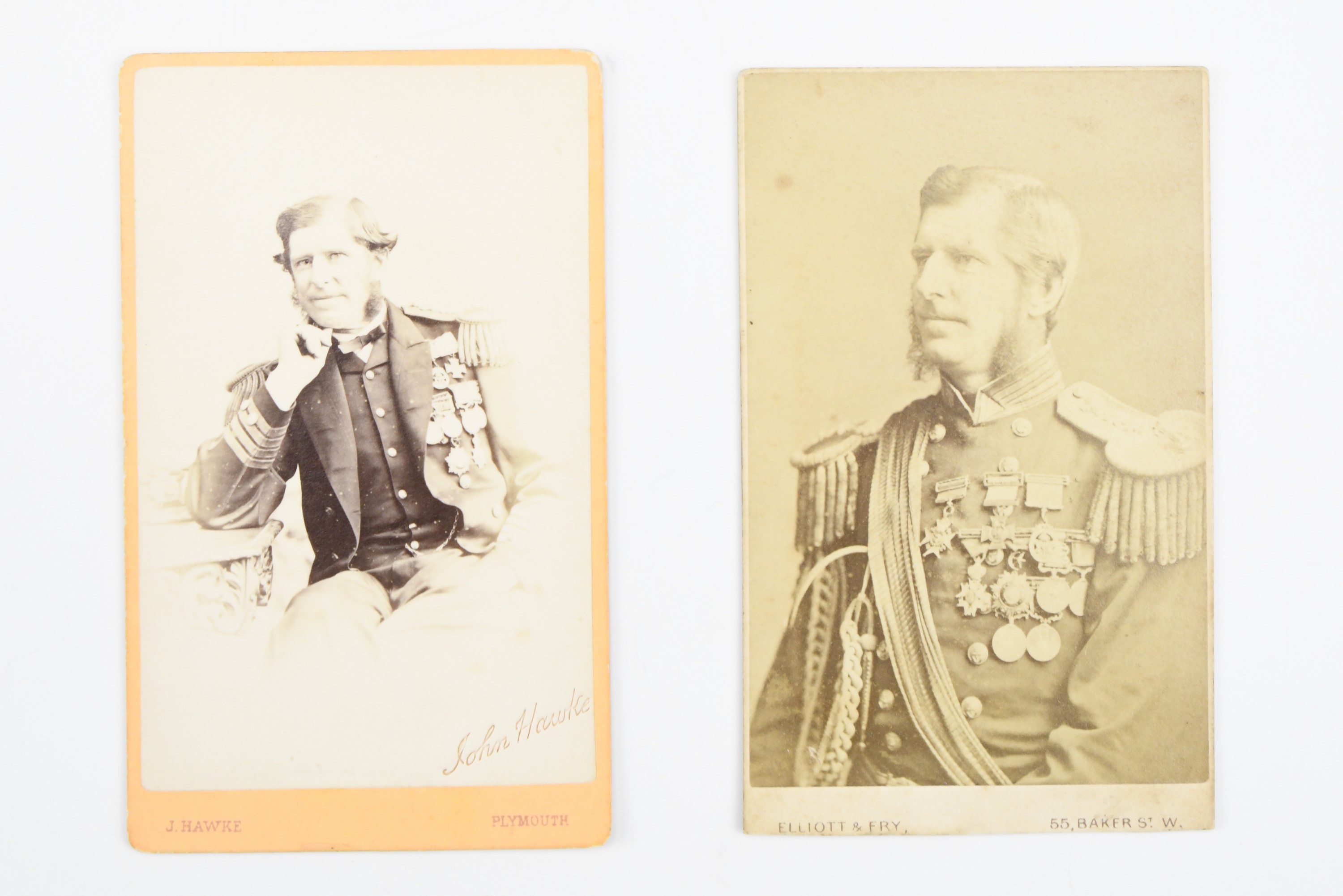 [ Victoria Cross ] Two carte de visites portraying Admiral John Commerell. [Awarded the Victoria