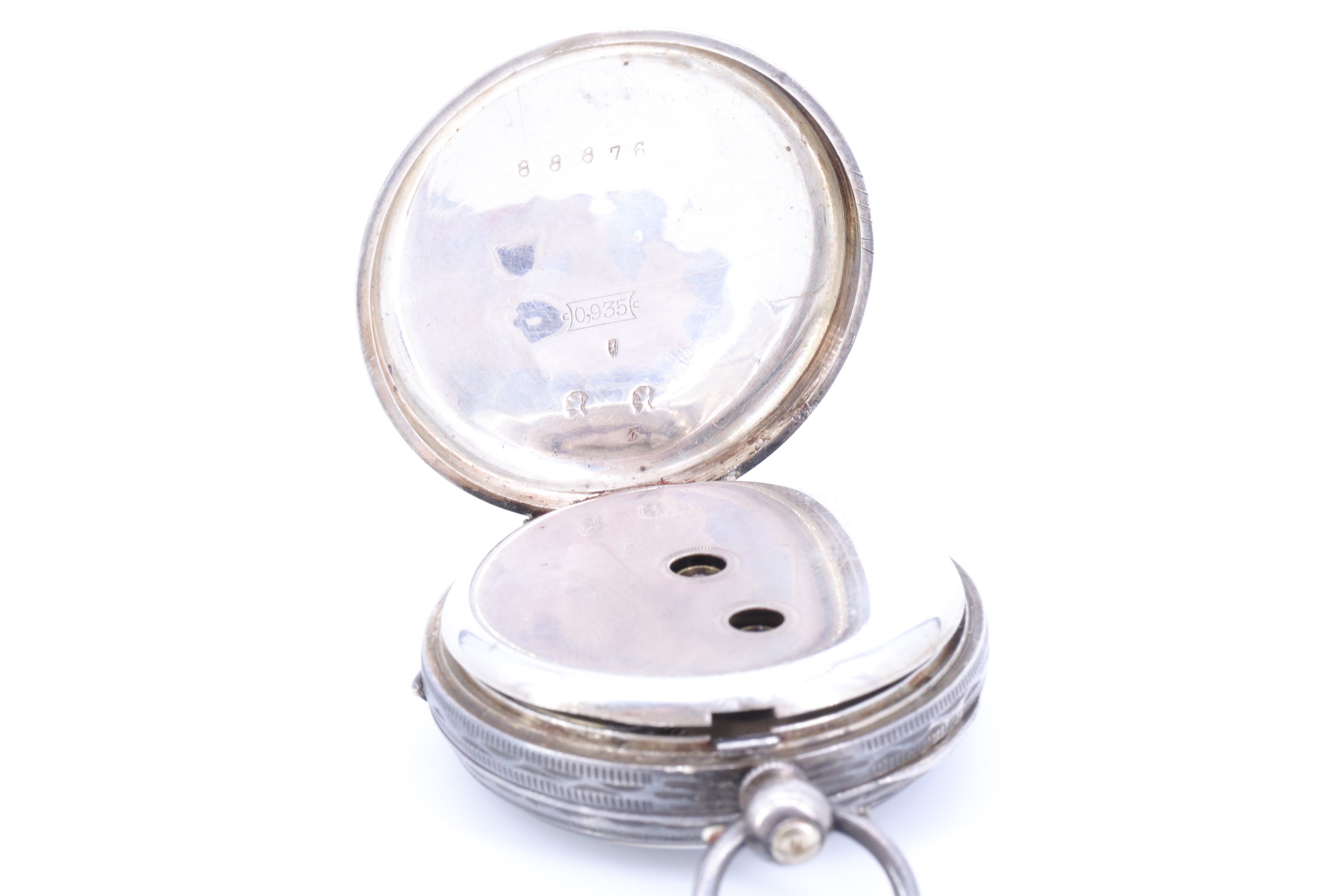 A 19th Century lady's silver fob watch, having a key wind and set movement, an enamelled white dial, - Image 2 of 3