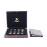 A cased collection of 18 "The World's Finest Gold Miniatures" 24 ct gold coins, together with a