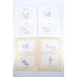 [ Autographs ] A collection of celebrity signatures on blank cards, mounted on card and bearing