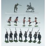 A quantity of vintage diecast lead toy soldiers including six Britain's charging Coldstream