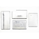 Four electroplate cigarette cases including Gibraltar and Yorkshire souvenirs