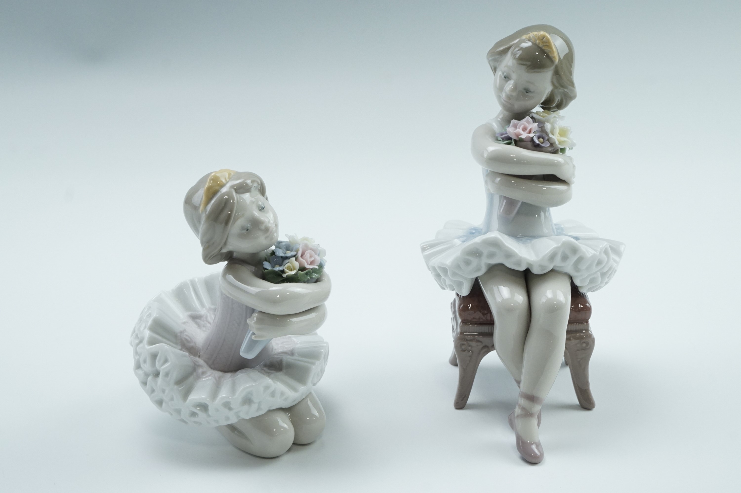 Two Lladro ballerina figurines, tallest 15 cm