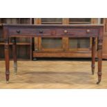 A George III mahogany two drawer writing table, 109 x 55 x 70 cm