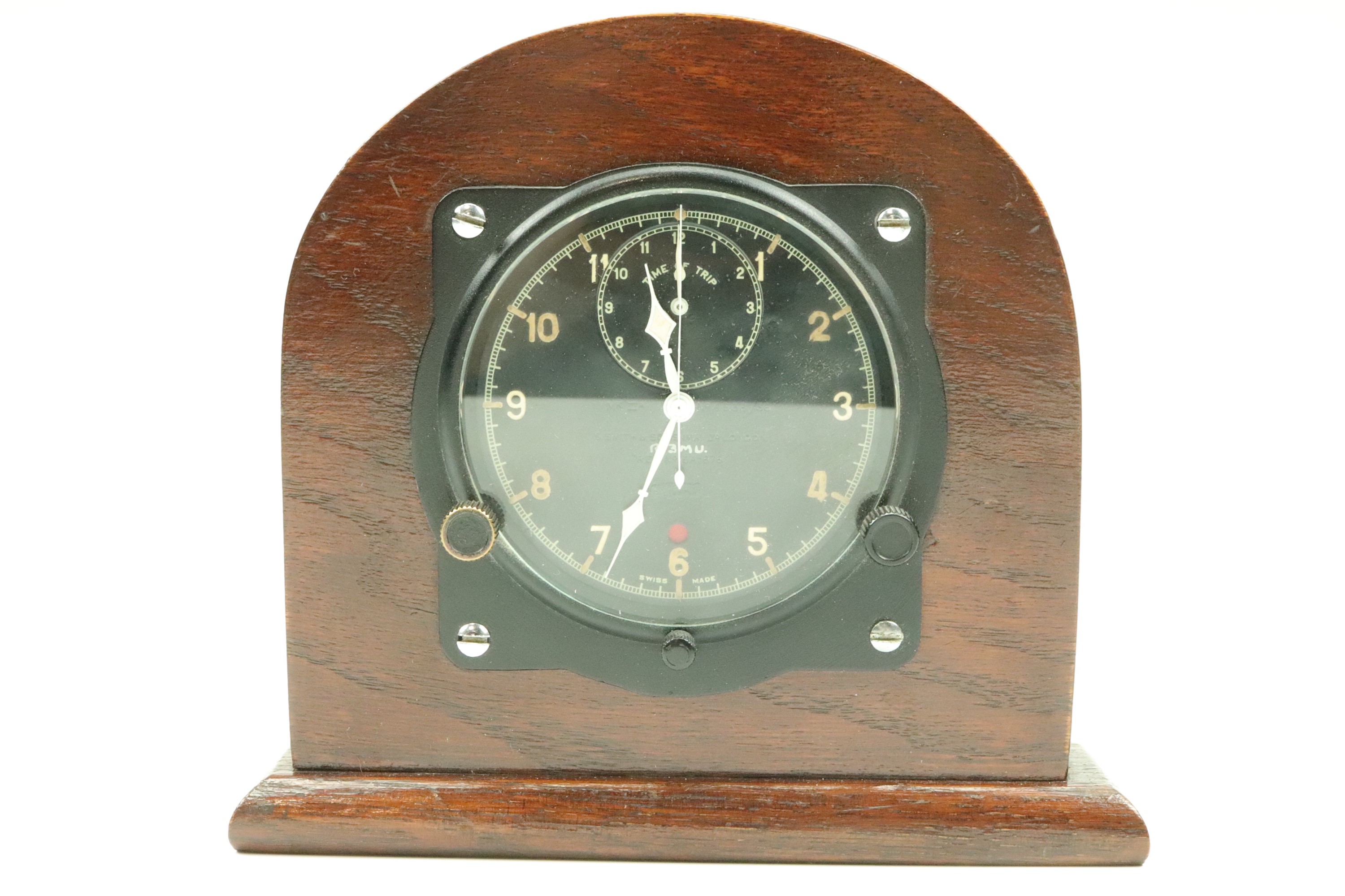 A 1930s RAF Mk IIIA "time of trip" aircraft cockpit clock by Smith & Son, dated 1936, stores ref