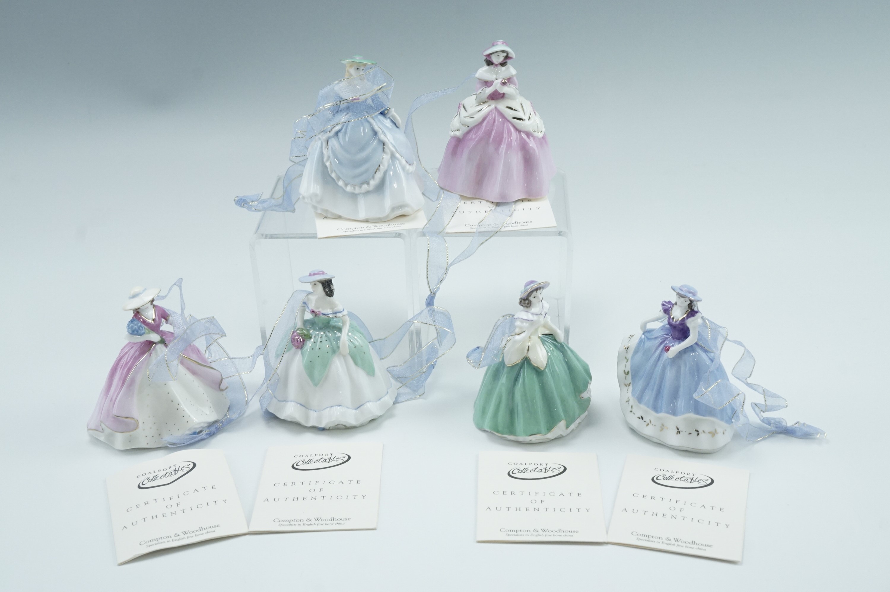 Six boxed Coalport miniature ladies figurines, 7 cm