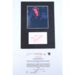 [ Autograph ] An Art Garfunkel signature, mounted in card below an associated photograph, with