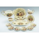 A quantity of Aynsley Orchard Gold, comprising six dishes, a trinket box, jug, sandwich plates,