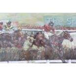 [ Horse Racing ] After Claire Eva Burton (British, b. 1955) "Dawn Run", a dynamic portrayal of