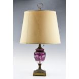 An American amethyst flashed and cut glass table lamp by Horn and Brannen manufacturing Co,