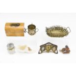 Sundry collector's items, including a Mauchline ware chest, "Cliffs and Short Sands, Tynemouth", a