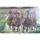 [ Horse Racing ] After Claire Eva Burton (British, b. 1955) "Goodwood", a bold, impressionistic