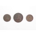 1720 and 1806 penny coins, together with a 1734 penny