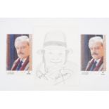 [ Autographs ] David Jason (Only Fools and Horses) signed pencil sketch, together with two signed