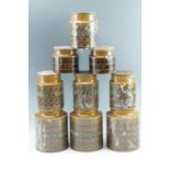 Nine Hornsea "Bronte" storage jars, tallest 20 cm