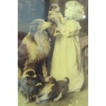 After Arthur J Elsley (1860 - 1952) A pair of crystoleums depicting young children and hounds with