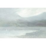 A late 19th, early 20th Century brooding, atmospheric study of a highland loch with foul weather