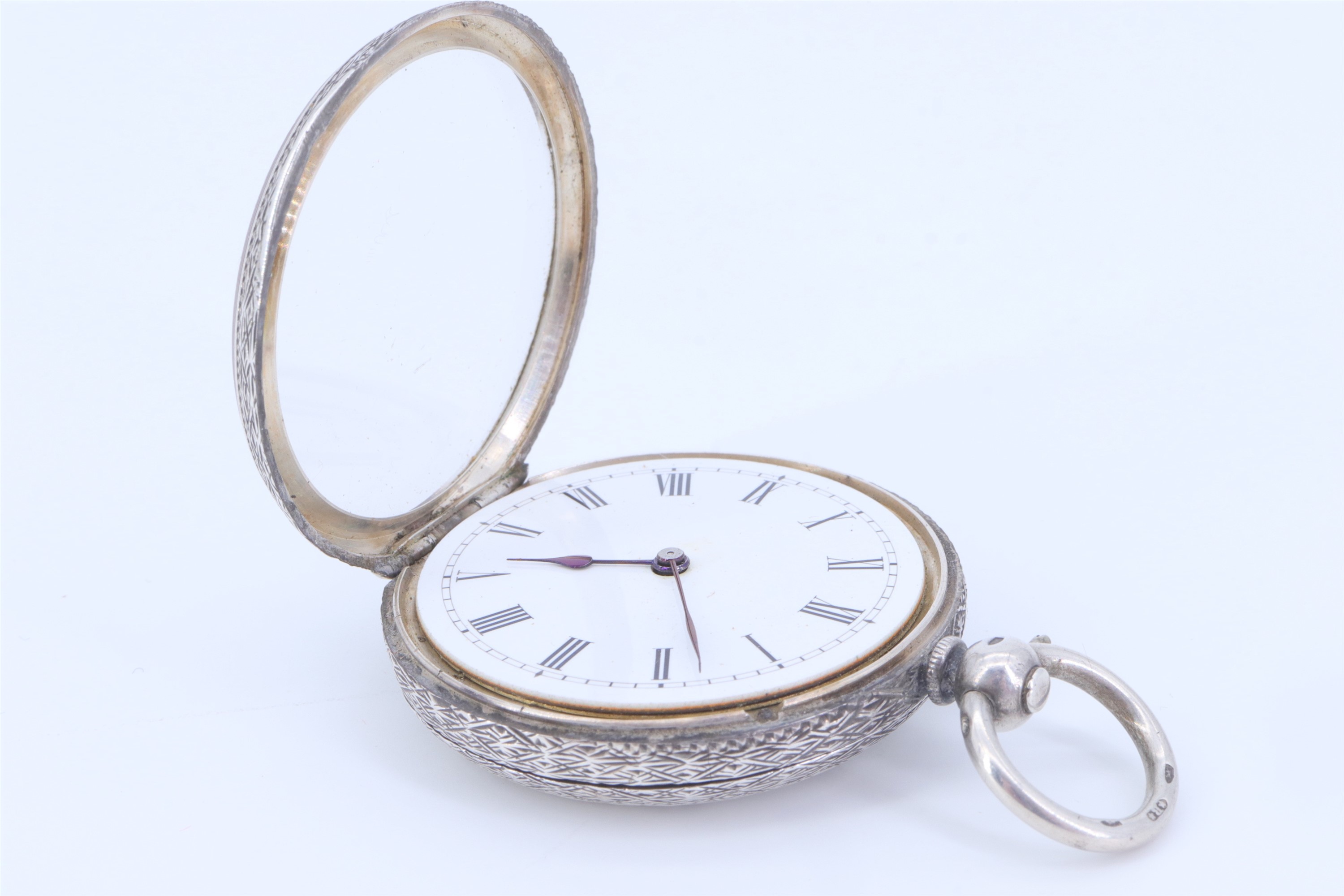 A 19th Century lady's silver fob watch, having a key wind and set movement and white enamelled dial,