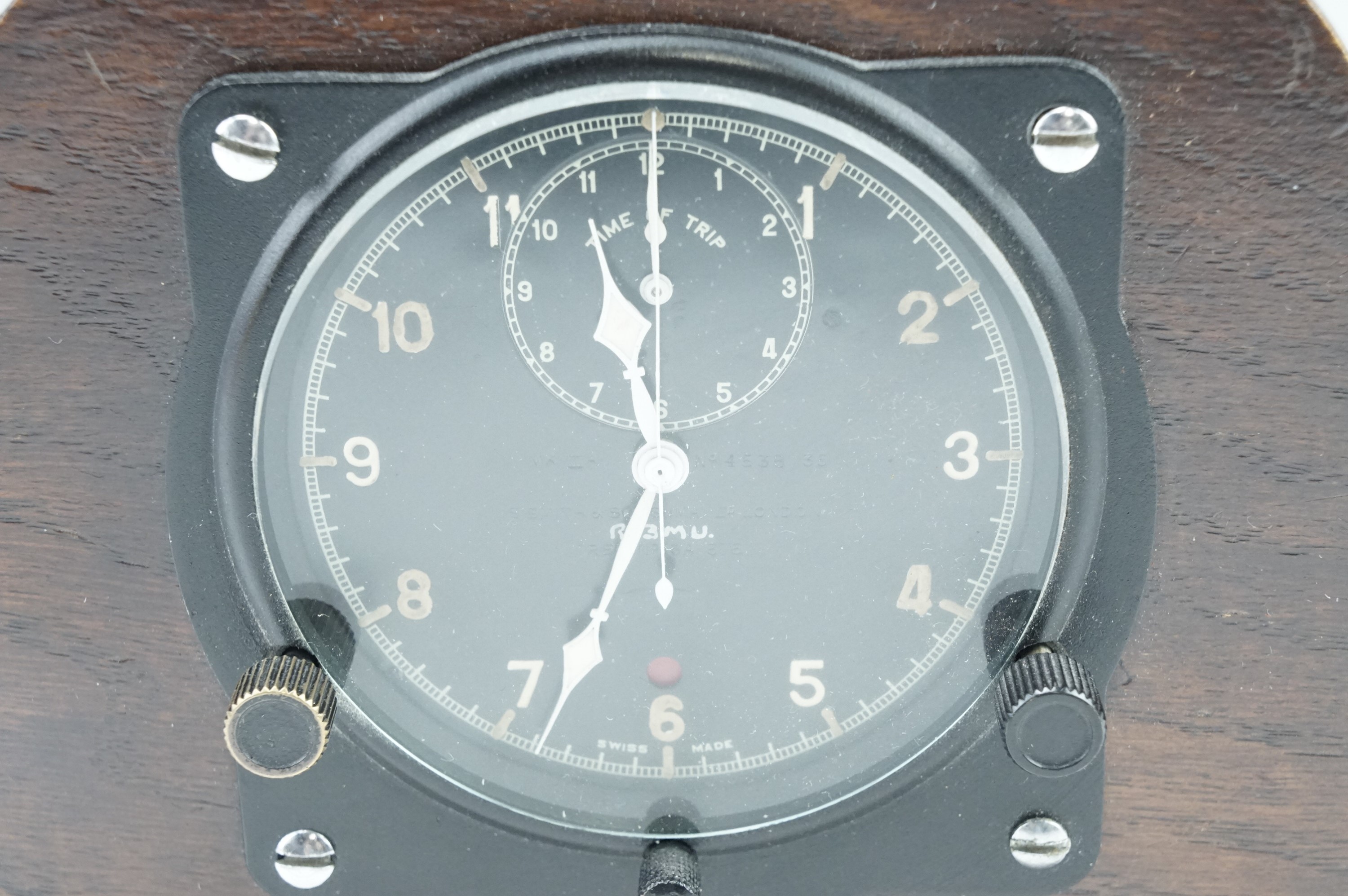 A 1930s RAF Mk IIIA "time of trip" aircraft cockpit clock by Smith & Son, dated 1936, stores ref - Image 4 of 4