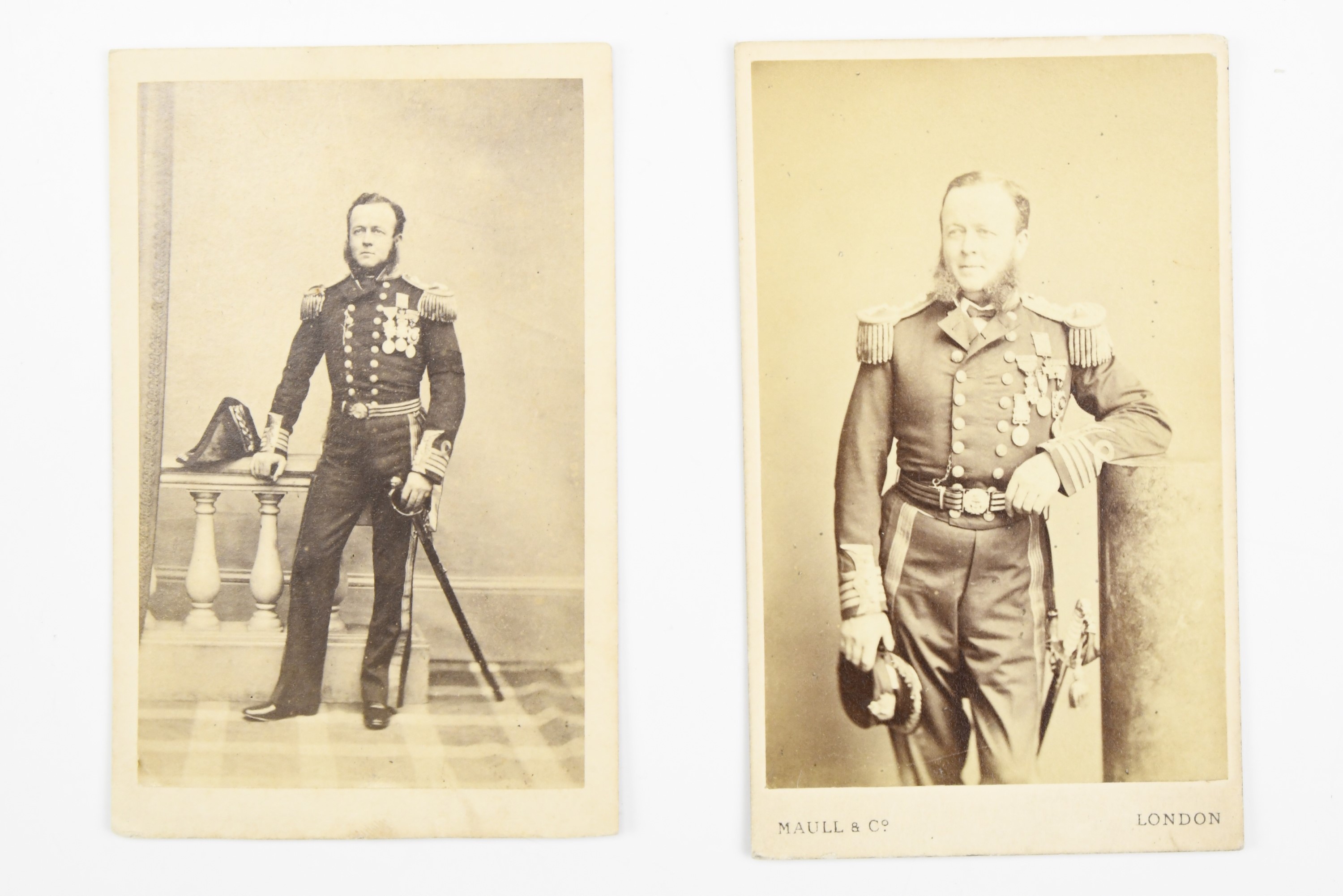 [ Victoria Cross ] Two cartes de visites portraying Captain Hugh Burgoyne, one bearing autograph