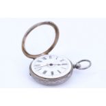 A 19th Century lady's silver fob watch, having a key wind and set movement, an enamelled white dial,