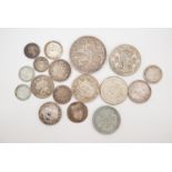 A small group of GB silver coins, George II - George VI, including a 1758 shilling and a 1935